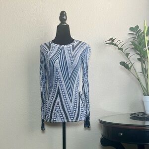 BCBGMaxAzria Black and White Long Sleeve Top